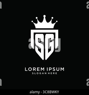 Letter SG logo monogram emblem style with crown shape design template vector graphic vector graphic Stock Vector