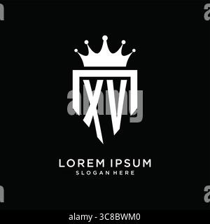 Letter XV logo monogram emblem style with crown shape design template vector graphic vector graphic Stock Vector