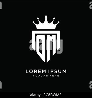 Letter OM logo monogram emblem style with crown shape design template vector graphic vector graphic Stock Vector
