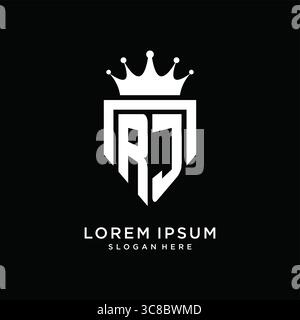 Letter RJ logo monogram emblem style with crown shape design template vector graphic vector graphic Stock Vector