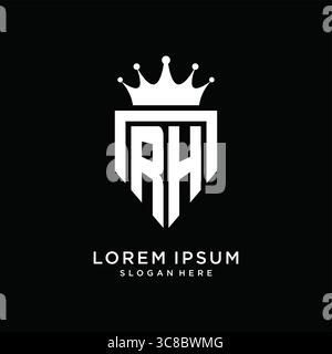 Letter RH logo monogram emblem style with crown shape design template vector graphic vector graphic Stock Vector