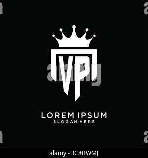 Letter VP logo monogram emblem style with crown shape design template vector graphic vector graphic Stock Vector