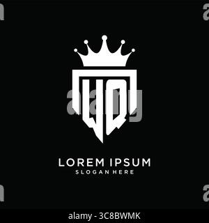 Letter WQ logo monogram emblem style with crown shape design template vector graphic vector graphic Stock Vector