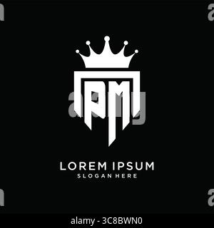 Letter PM logo monogram emblem style with crown shape design template vector graphic vector graphic Stock Vector