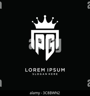 Letter PG logo monogram emblem style with crown shape design template vector graphic vector graphic Stock Vector