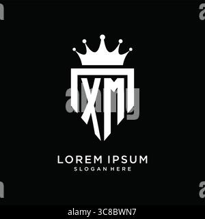 Letter XM logo monogram emblem style with crown shape design template vector graphic vector graphic Stock Vector