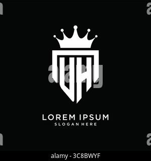 Letter UH logo monogram emblem style with crown shape design template vector graphic vector graphic Stock Vector