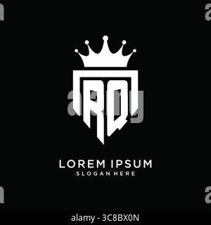 Letter RQ logo monogram emblem style with crown shape design template vector graphic vector graphic Stock Vector