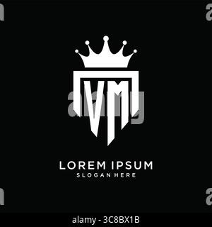 Letter VM logo monogram emblem style with crown shape design template vector graphic vector graphic Stock Vector