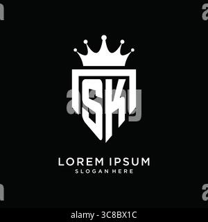 Letter SK logo monogram emblem style with crown shape design template vector graphic vector graphic Stock Vector