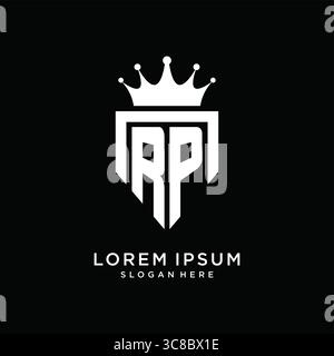 Letter RP logo monogram emblem style with crown shape design template vector graphic vector graphic Stock Vector