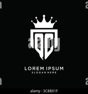 Letter QC logo monogram emblem style with crown shape design template vector graphic vector graphic Stock Vector