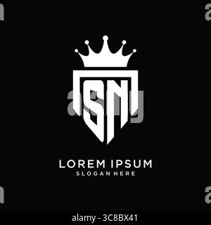 Letter SN logo monogram emblem style with crown shape design template vector graphic vector graphic Stock Vector