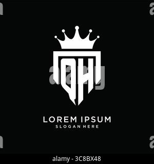 Letter QH logo monogram emblem style with crown shape design template vector graphic vector graphic Stock Vector