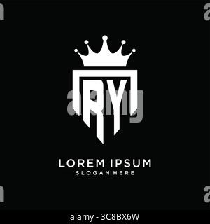 Letter RY logo monogram emblem style with crown shape design template vector graphic vector graphic Stock Vector