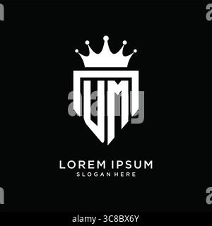 Letter UM logo monogram emblem style with crown shape design template vector graphic vector graphic Stock Vector