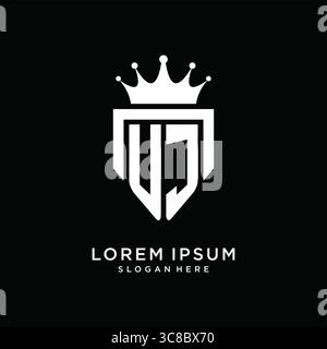 Letter UJ logo monogram emblem style with crown shape design template vector graphic vector graphic Stock Vector