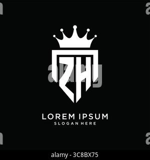 Letter ZH logo monogram emblem style with crown shape design template vector graphic vector graphic Stock Vector