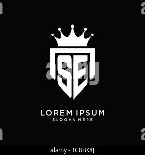 Letter SE logo monogram emblem style with crown shape design template vector graphic vector graphic Stock Vector