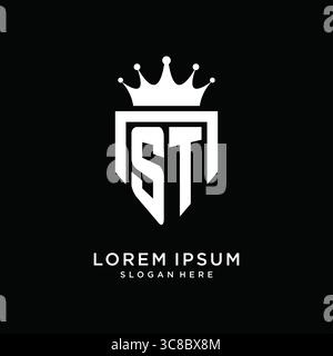 Letter ST logo monogram emblem style with crown shape design template vector graphic vector graphic Stock Vector