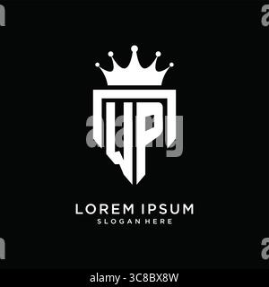 Letter WP logo monogram emblem style with crown shape design template vector graphic vector graphic Stock Vector