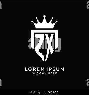 Letter ZX logo monogram emblem style with crown shape design template vector graphic vector graphic Stock Vector