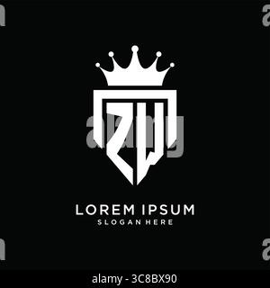 Letter ZW logo monogram emblem style with crown shape design template vector graphic vector graphic Stock Vector