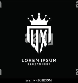 Letter WX logo monogram emblem style with crown shape design template vector graphic vector graphic Stock Vector