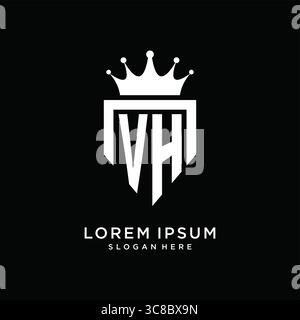 Letter VH logo monogram emblem style with crown shape design template vector graphic vector graphic Stock Vector
