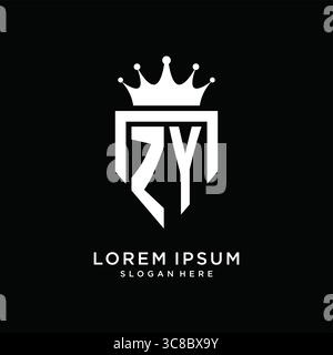 Letter ZY logo monogram emblem style with crown shape design template vector graphic vector graphic Stock Vector