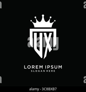 Letter UX logo monogram emblem style with crown shape design template vector graphic vector graphic Stock Vector