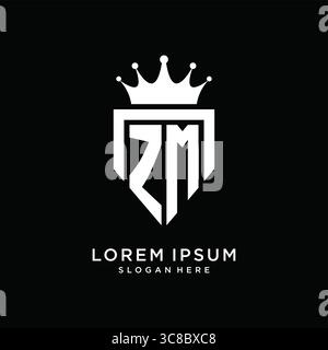 Letter ZM logo monogram emblem style with crown shape design template vector graphic vector graphic Stock Vector
