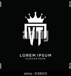 Letter VT logo monogram emblem style with crown shape design template vector graphic vector graphic Stock Vector