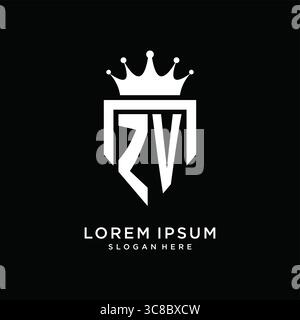 Letter ZV logo monogram emblem style with crown shape design template vector graphic vector graphic Stock Vector