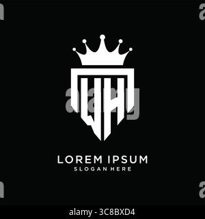 Letter WH logo monogram emblem style with crown shape design template vector graphic vector graphic Stock Vector