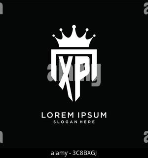 Letter XP logo monogram emblem style with crown shape design template vector graphic vector graphic Stock Vector