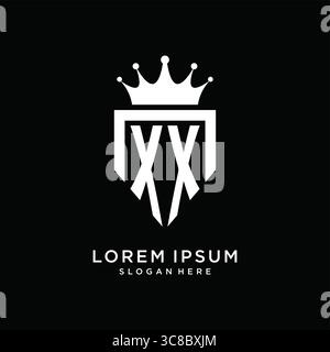 Letter XX logo monogram emblem style with crown shape design template vector graphic vector graphic Stock Vector