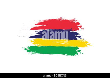 Vibrant Brushstroke Flag of Mauritius. Stock Vector