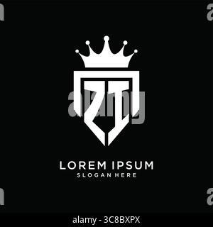 Letter ZI logo monogram emblem style with crown shape design template vector graphic vector graphic Stock Vector