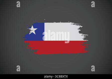 Artistic Chile Flag Design on Dark Background. Stock Vector
