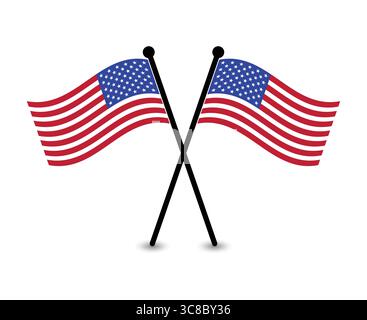 Crossed American Flags, a Patriotic Design. Stock Vector