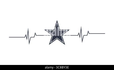 Dallas Cowboys Heartbeat Graphic - Team Spirit Visual. Stock Vector