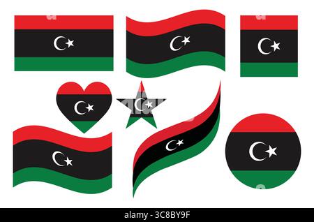 Diverse Libyan Flag Designs for Graphic Use. Stock Vector