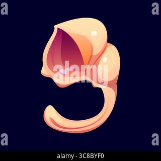 Sea seashell cartoon font digit 7 seven. Ocean shell cartoon math ...