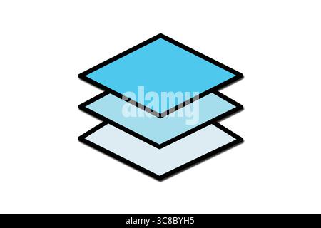Layered Squares Icon Stacked Geometric Shapes for UI and Graphic Design. Stock Vector