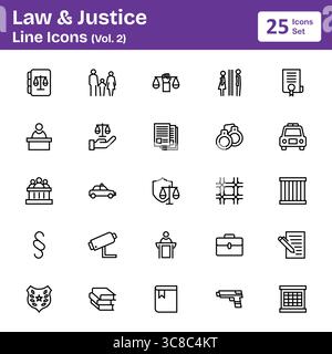 Law & Justice Line Icons (Vol. 2) Stock Vector
