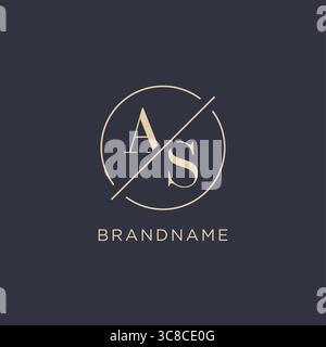 Initial letter AS logo with simple circle line elegant look monogram logo style vector graphic Stock Vector