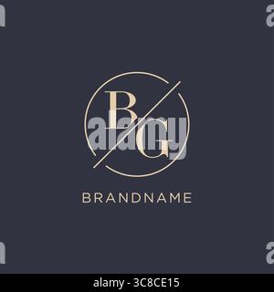 Initial letter BG logo with simple circle line elegant look monogram logo style vector graphic Stock Vector