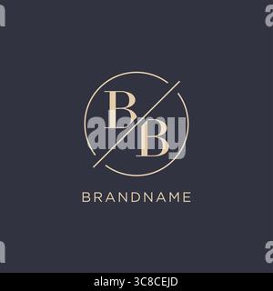 Initial letter BB logo with simple circle line elegant look monogram logo style vector graphic Stock Vector