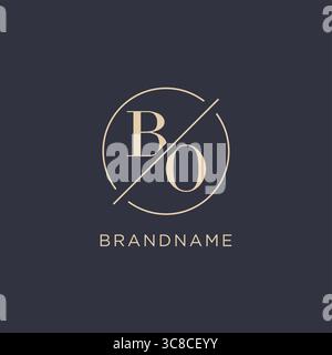 Initial letter BO logo with simple circle line elegant look monogram logo style vector graphic Stock Vector